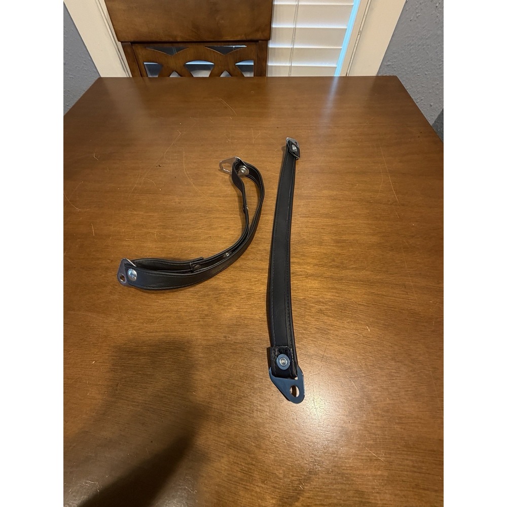 Genuine 19" Black leather Passenger Seat Grab Straps for Harley Davidson Bike